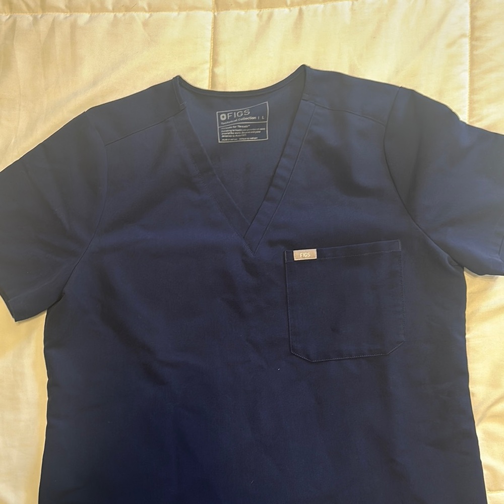 Figs Navy Blue Scrub Top